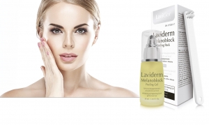 Envase de Laviderm Melanoblock Peeling Gel, tratamiento facial oil free