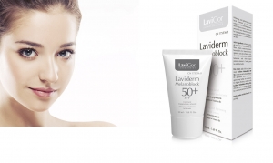 Envase Laviderm Melanoblock 50+ SPF, crema facial despigmentante