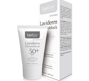 Envase Laviderm Melanoblock 50+ SPF, crema facial despigmentante