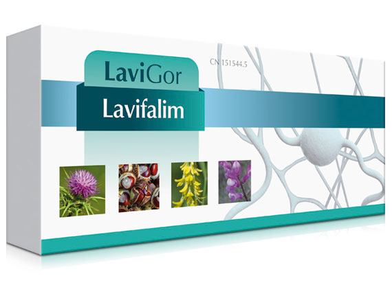 Caja de viales Lavifalim para mejorar la circulación de retorno y linfática.