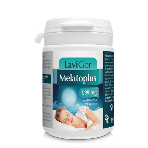 Bote melatoplus con comprimidos para mejorar jet lag.