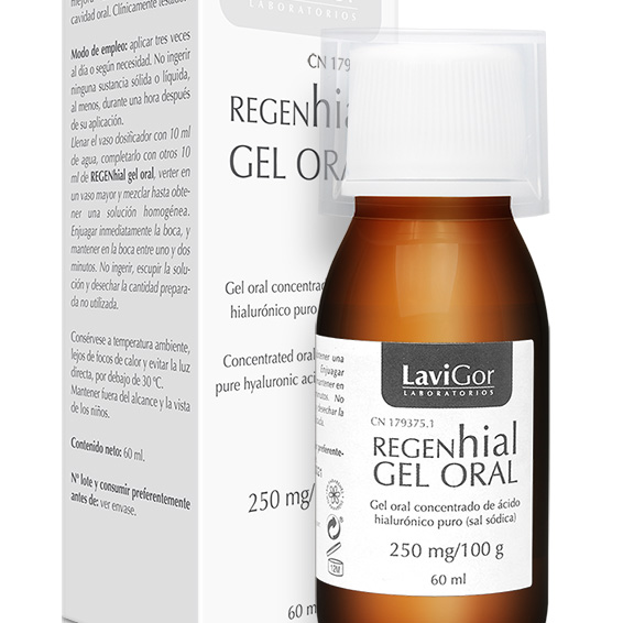 Estuche Regenhial Gel Oral concentrado de ácido hialurónico puro